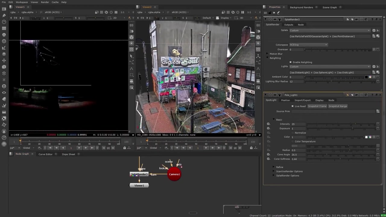 Nuke 17.1 高斯泼溅工作界面