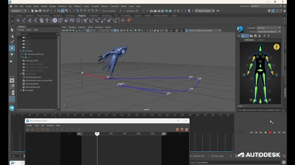 Maya MotionMaker Bring Your Own Data 官方演示界面