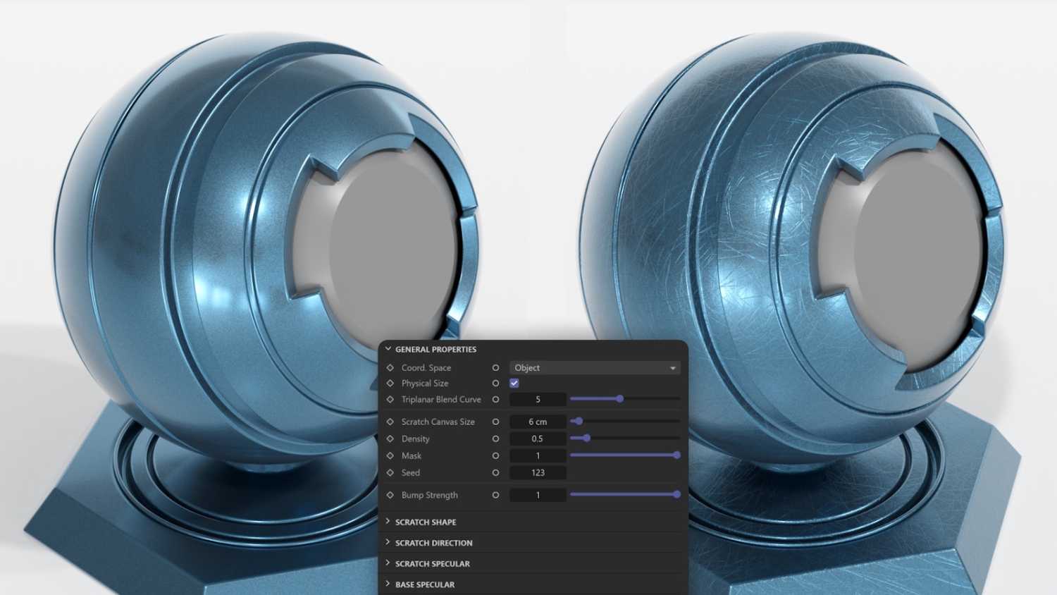 Redshift 2026.8 Scratches Shader 官方演示图