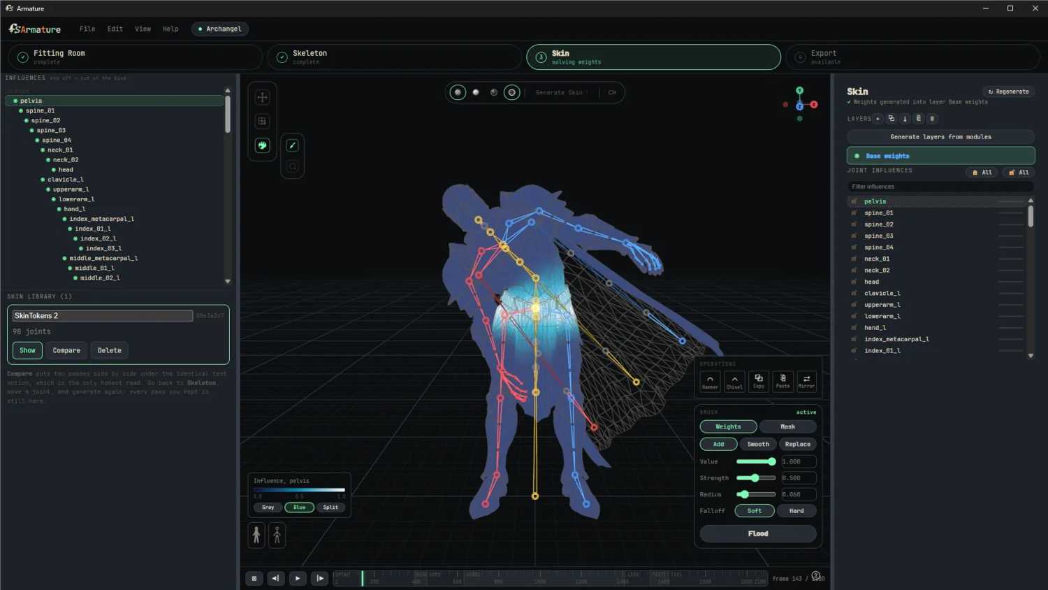 Armature 官方蒙皮工作界面